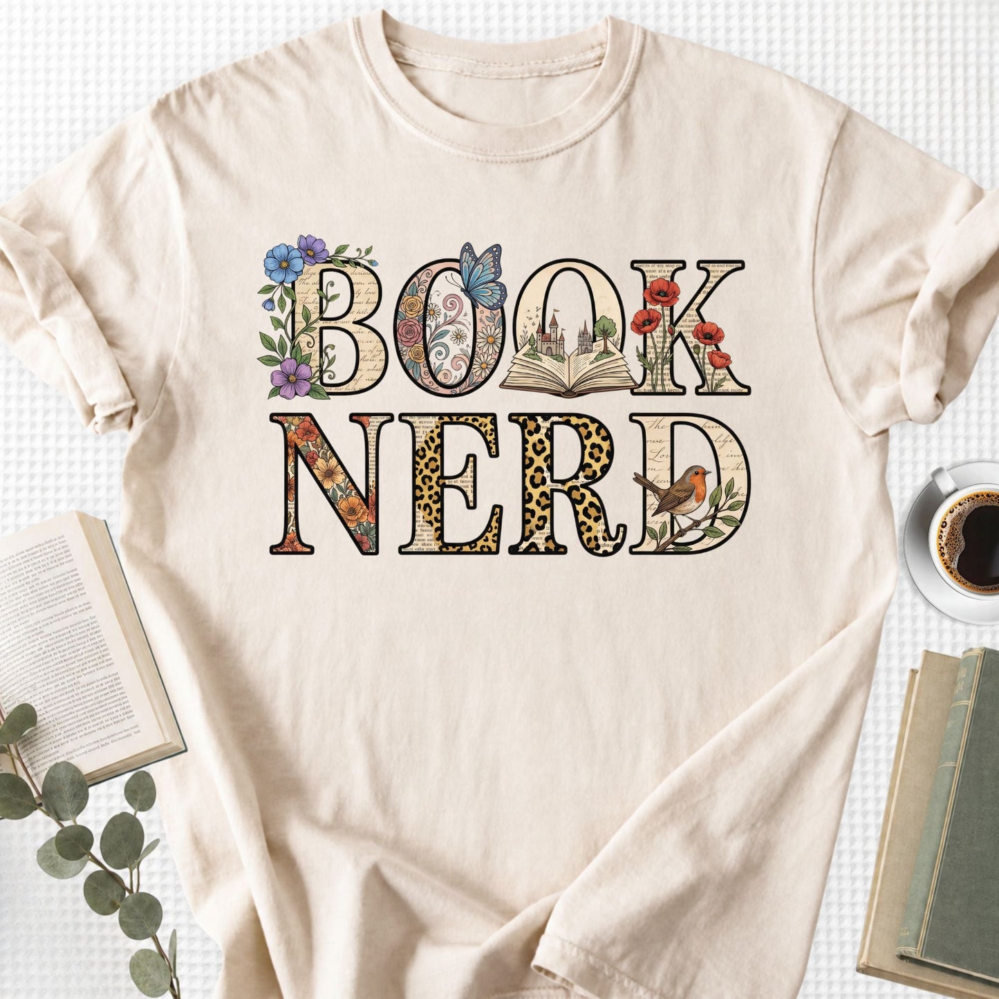 Book Nerd Floral Unisex T-Shirt, Bookworm Gift - Book Social Club