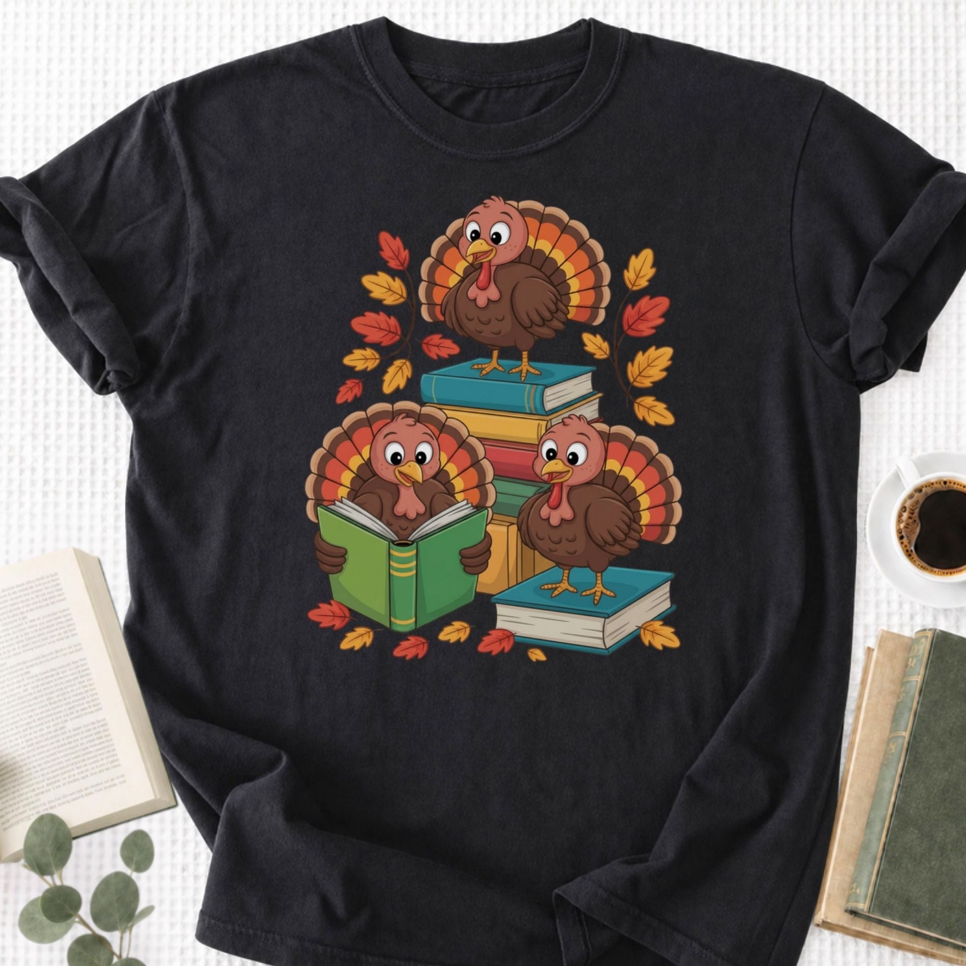 Turkey Reading Thanksgiving Unisex T-Shirt