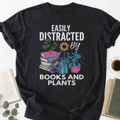 Easily Distracted By Books and Plants Unisex T-Shirt