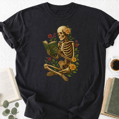 Floral Reading Skeleton Unisex T-Shirt
