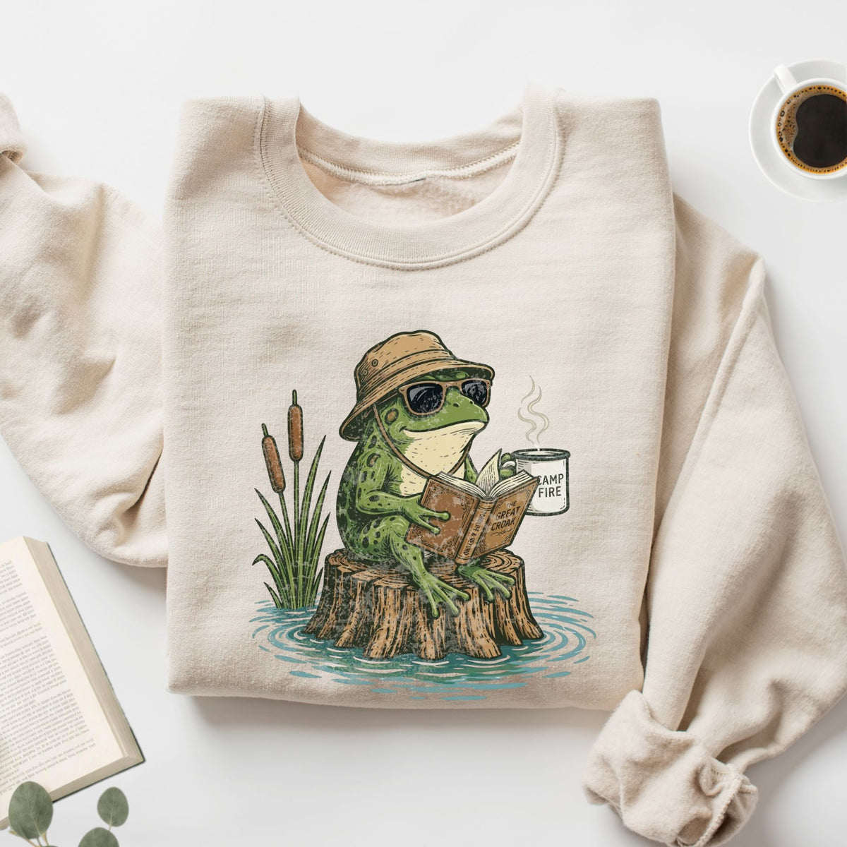 Frog Reading Book Unisex Sweatshirt