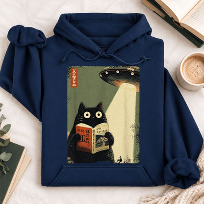 Vintage Japanese Cat UFO Abduction Hoodie