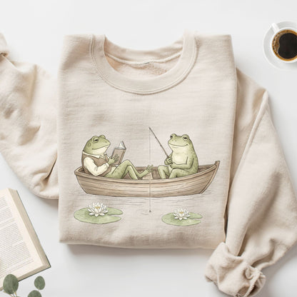 Frog Reading Cottagecore Unisex Sweatshirt