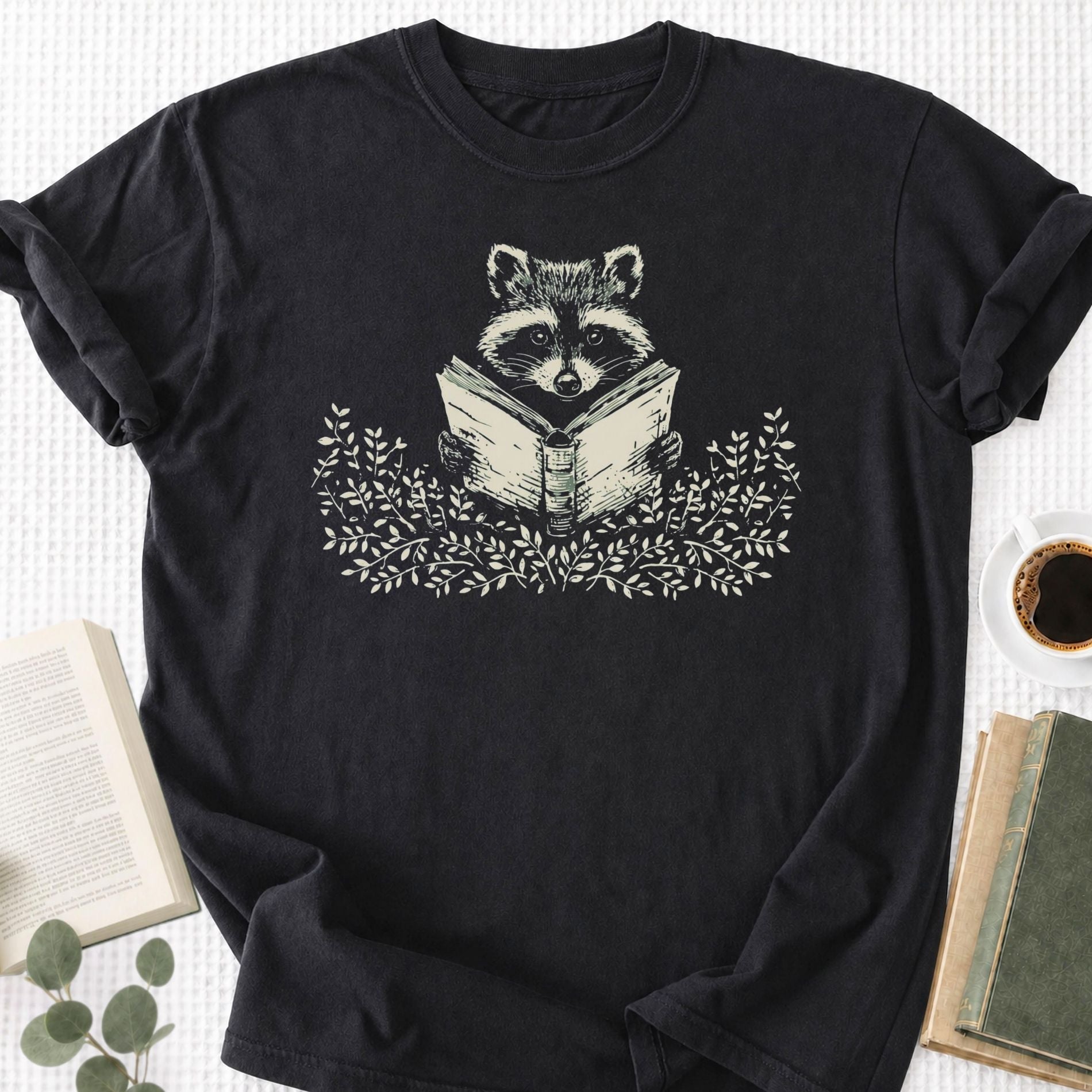 Reading Raccoon Unisex T-Shirt