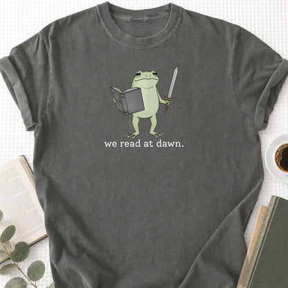 We Read At Dawn Frog Unisex T-Shirt, Funny Book Lover Shirt