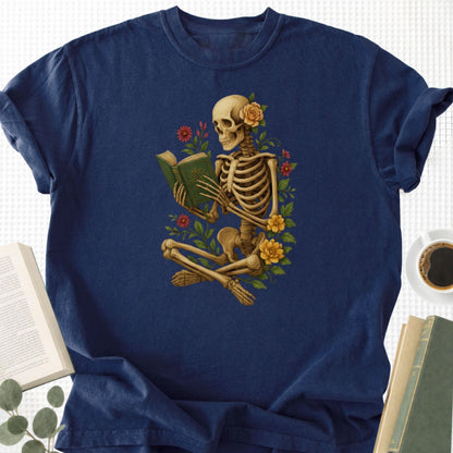 Floral Reading Skeleton Unisex T-Shirt