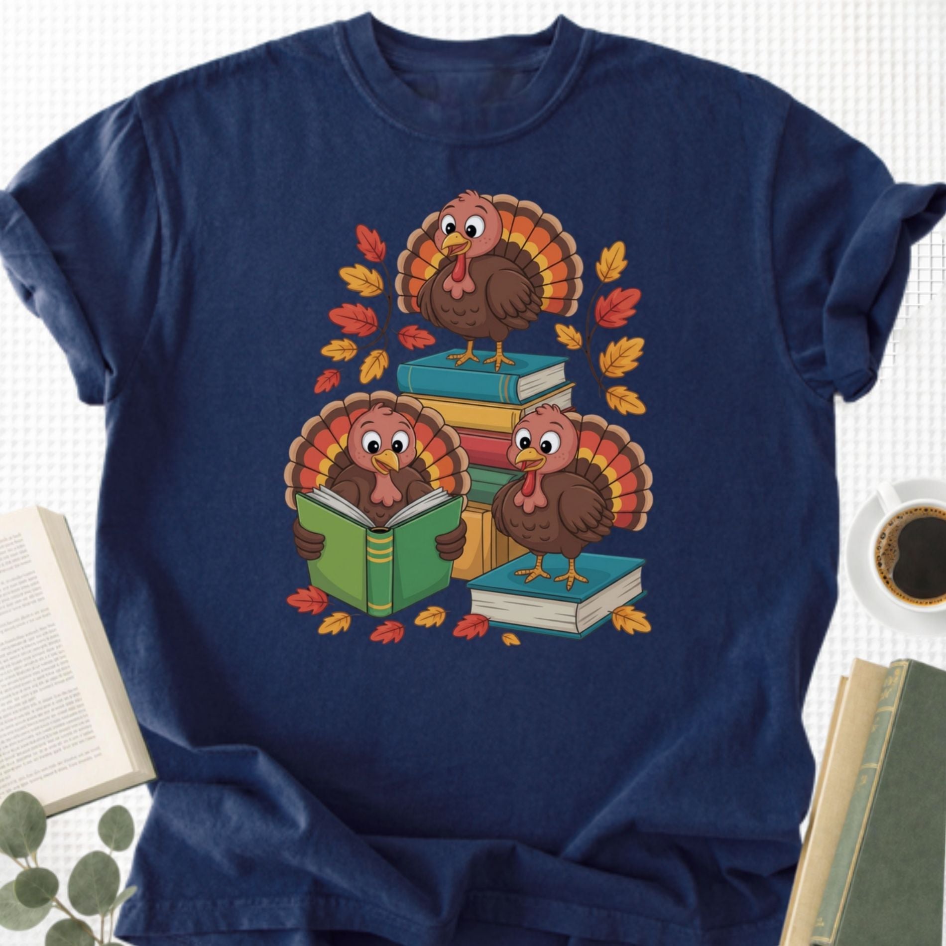 Turkey Reading Thanksgiving Unisex T-Shirt