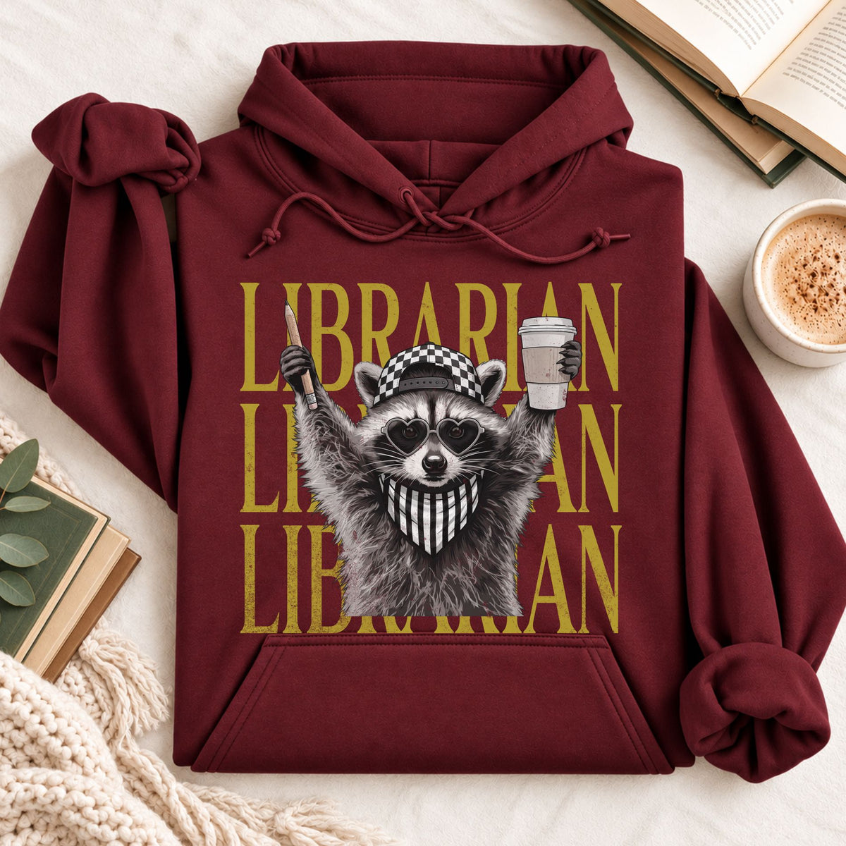 Feral Raccoon Librarian Hoodie