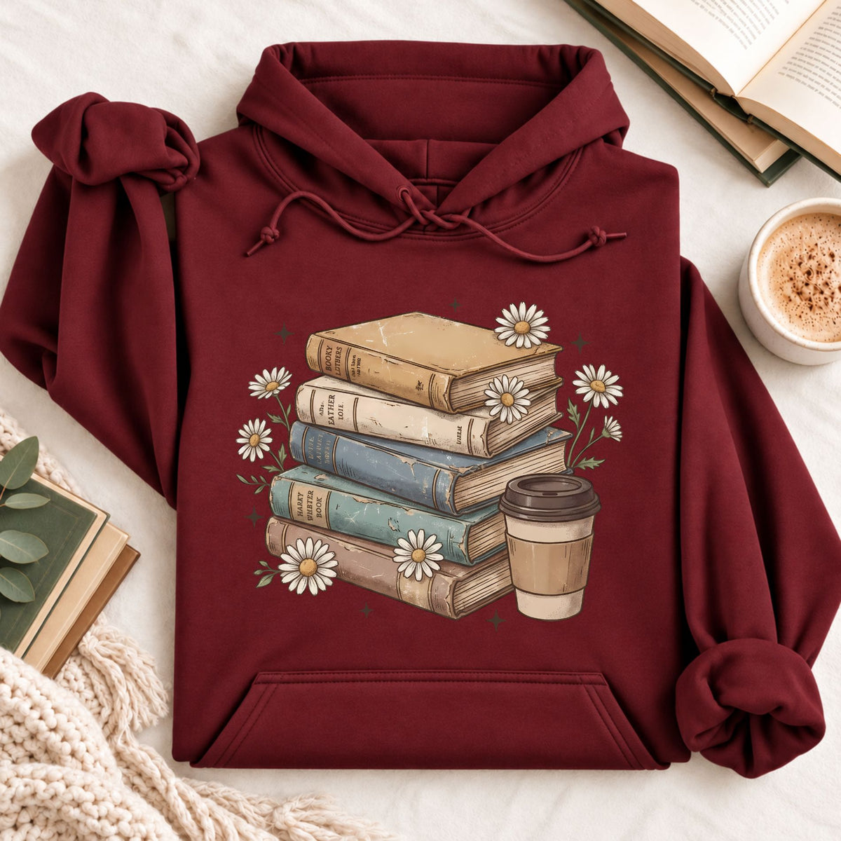 Books Coffee Daisy Hoodie