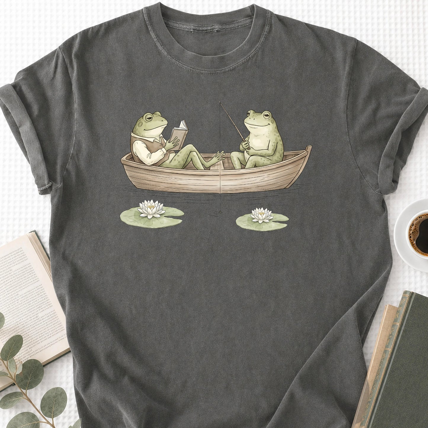 Frog Reading Cottagecore Unisex Shirt, Book Lover Gift
