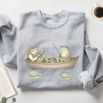 Frog Reading Cottagecore Unisex Sweatshirt