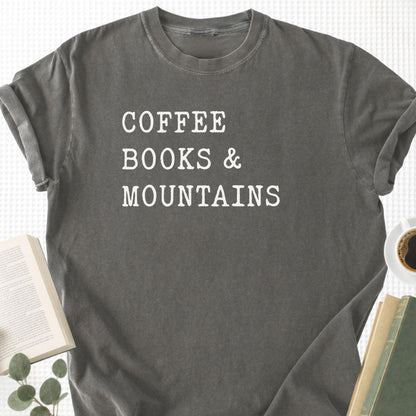 Coffee Books Mountains Unisex T-Shirt