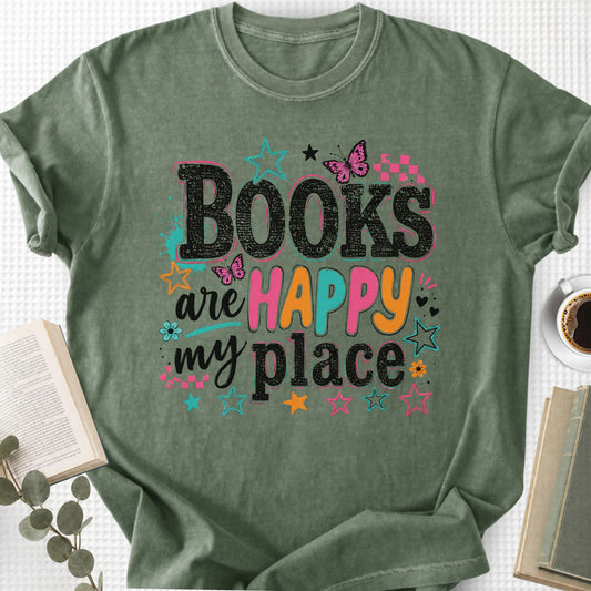 Books Are My Happy Place Retro Unisex T-Shirt