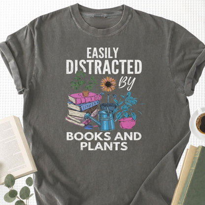 Easily Distracted By Books and Plants Unisex T-Shirt