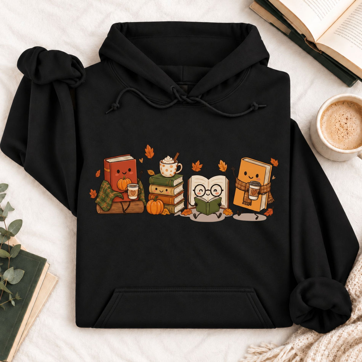 Cozy Book Lover Autumn Reading Hoodie