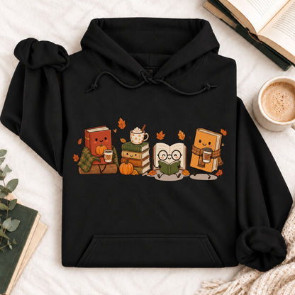 Cozy Book Lover Autumn Reading Hoodie