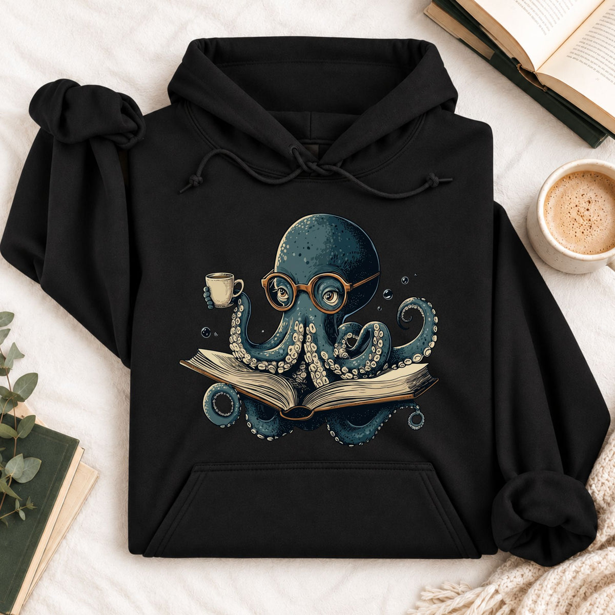 Octopus Reading Hoodie