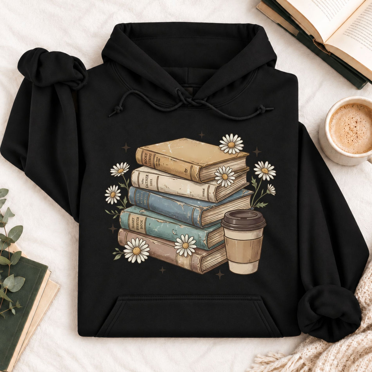 Books Coffee Daisy Hoodie
