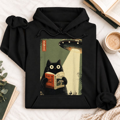 Vintage Japanese Cat UFO Abduction Hoodie