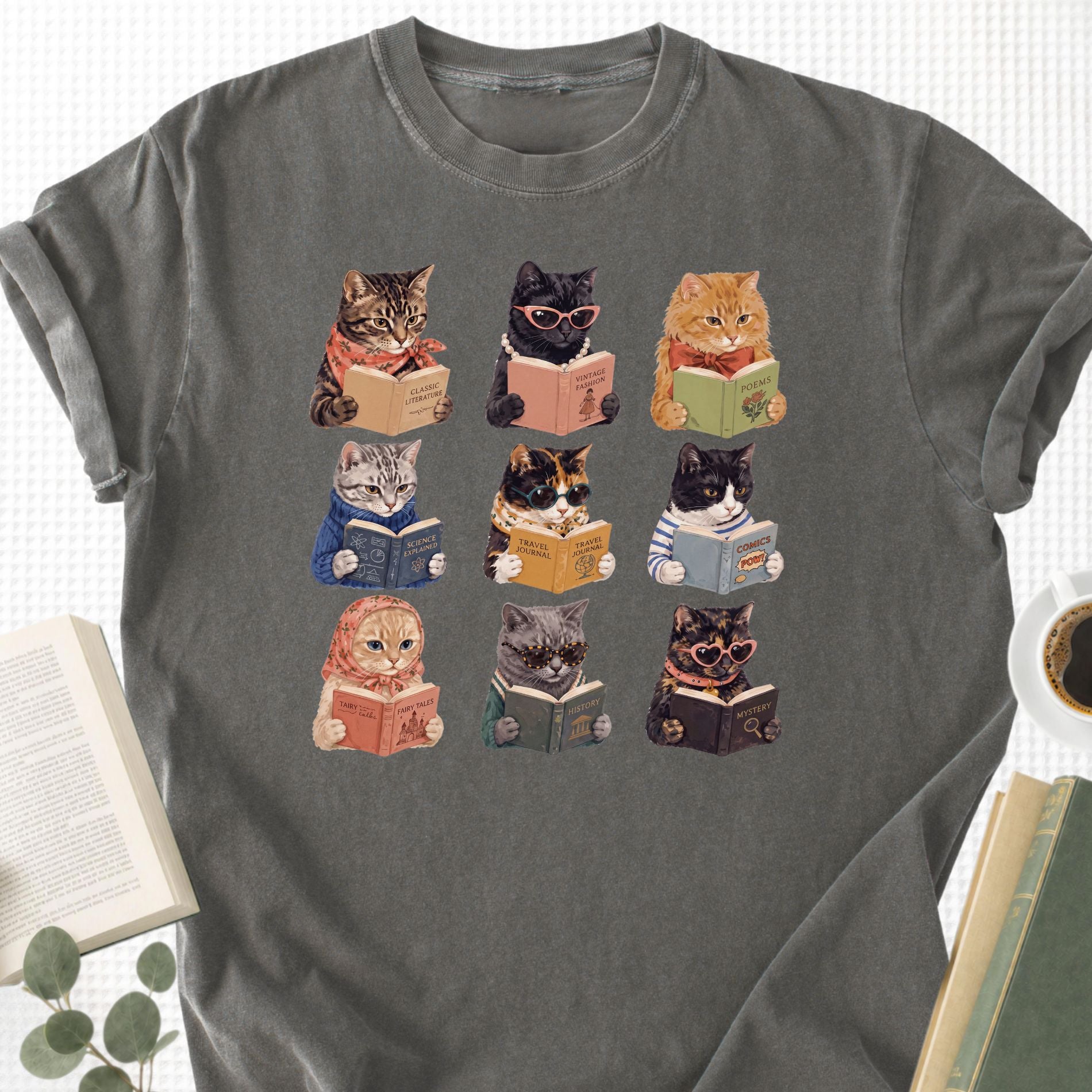 Cats Reading Unisex T-Shirt