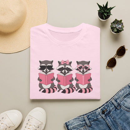 Girly Reading Raccoons Unisex T-Shirt