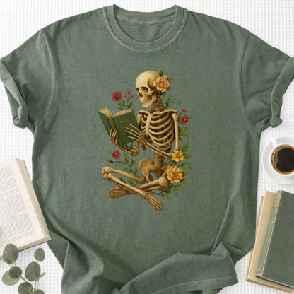 Floral Reading Skeleton Unisex T-Shirt