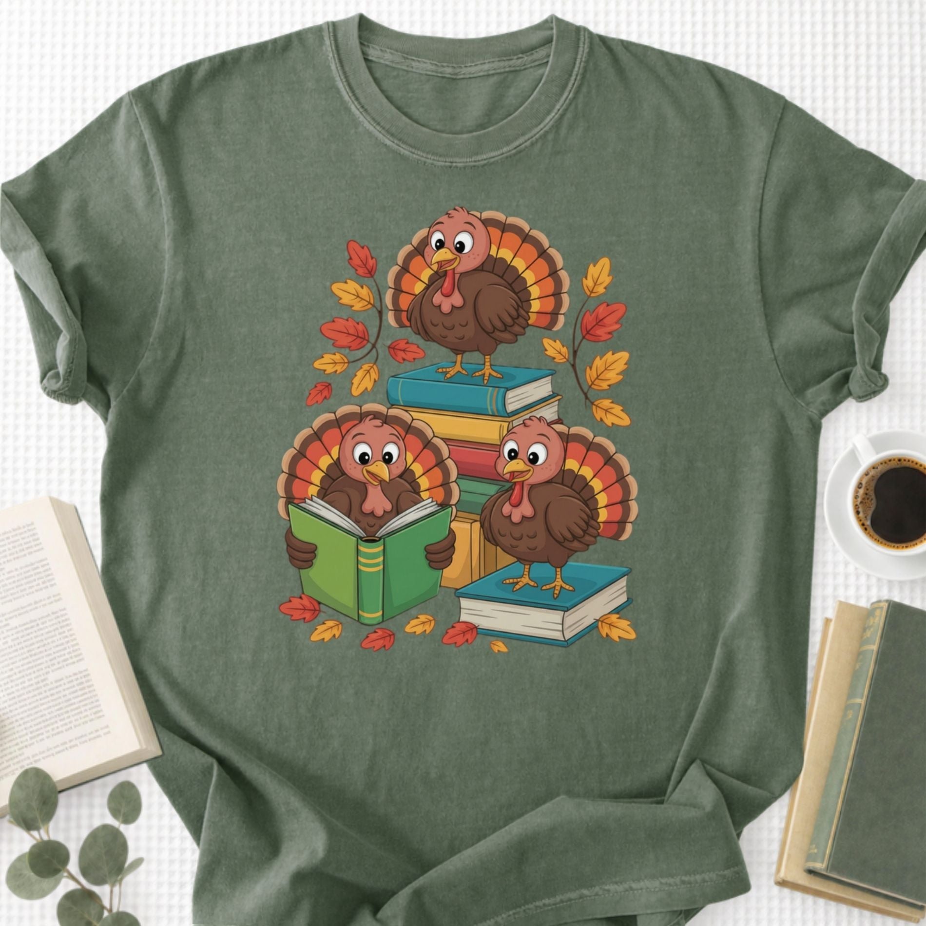 Turkey Reading Thanksgiving Unisex T-Shirt