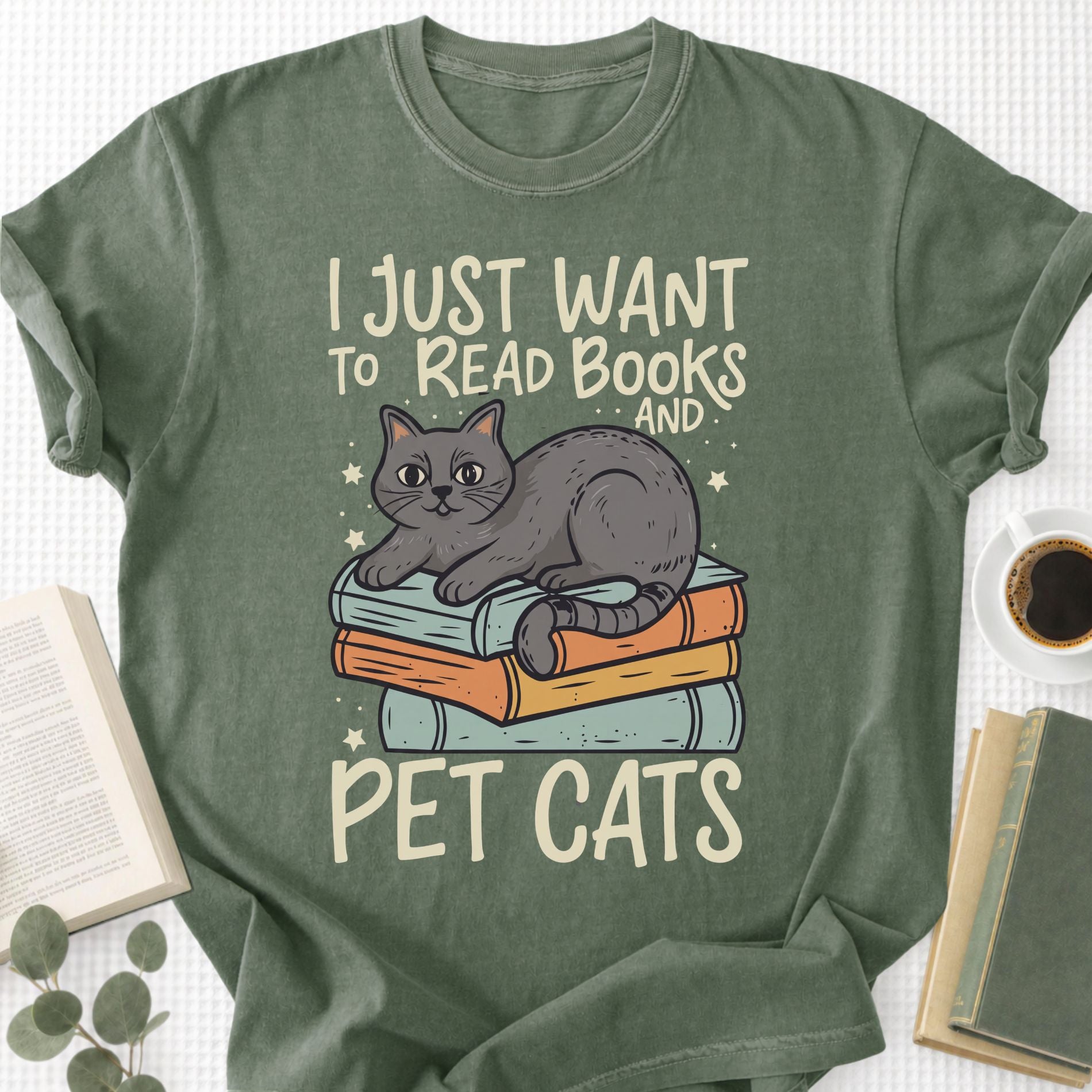 I Just Want To Read Books and Pet Cats Unisex T-Shirt
