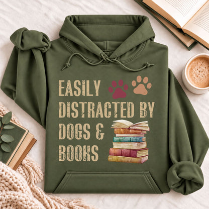 Easy Distracted by Dogs &amp; Books Hoodie
