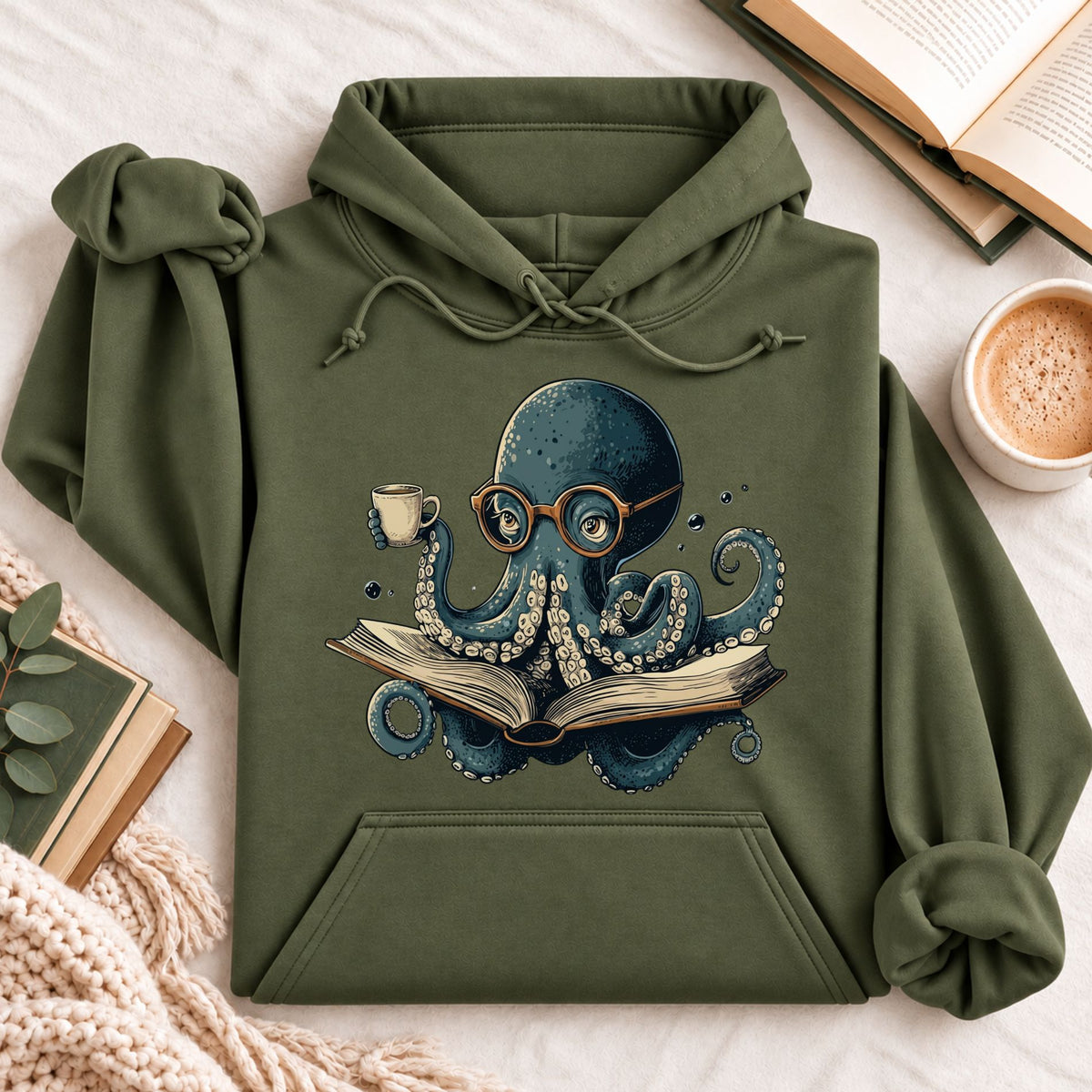 Octopus Reading Hoodie