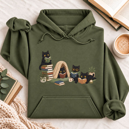 Black Cat Reading Hoodie