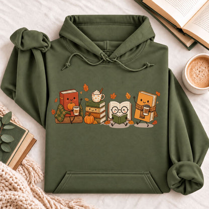 Cozy Book Lover Autumn Reading Hoodie