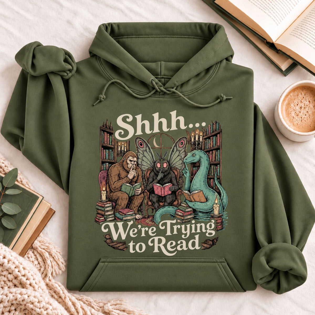 Shhh We're Trying to Read Cryptid Hoodie