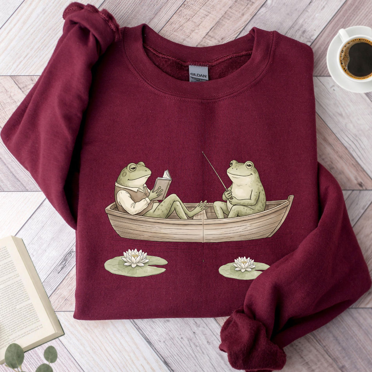 Frog Reading Cottagecore Unisex Sweatshirt
