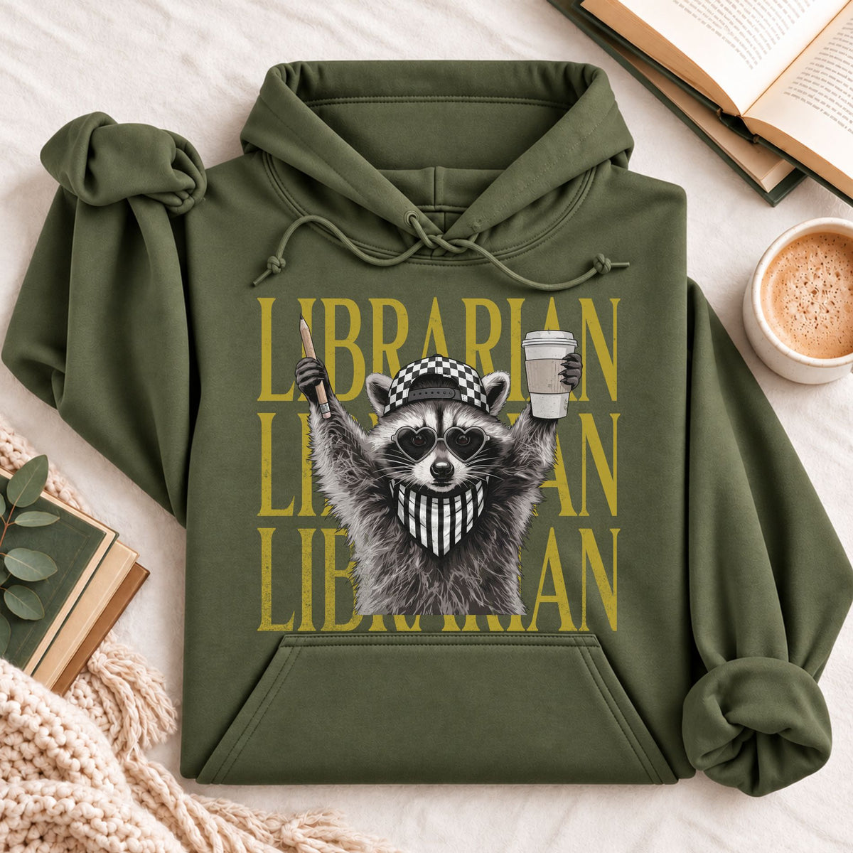 Feral Raccoon Librarian Hoodie