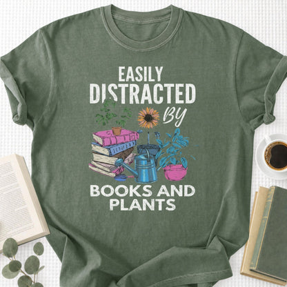 Easily Distracted By Books and Plants Unisex T-Shirt