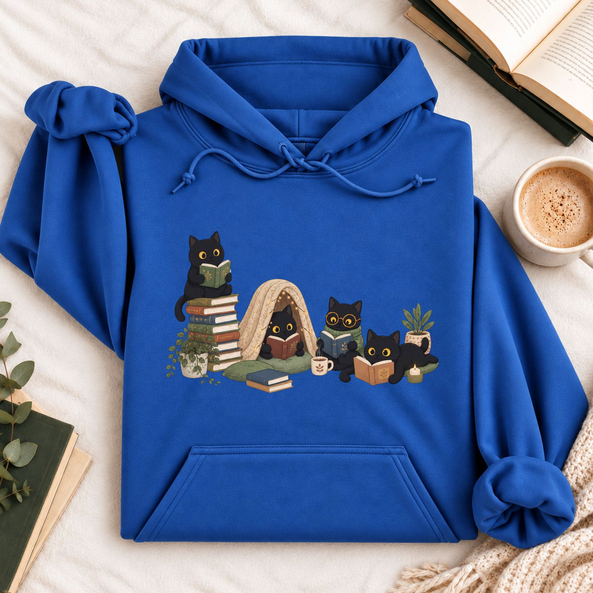 Black Cat Reading Hoodie
