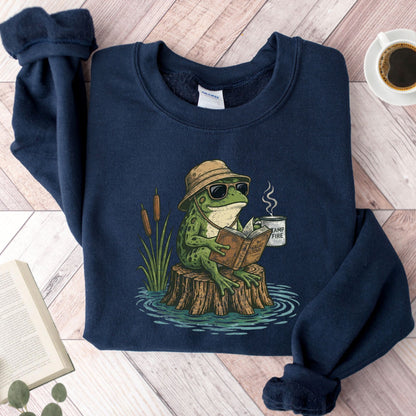 Frog Reading Book Unisex Sweatshirt