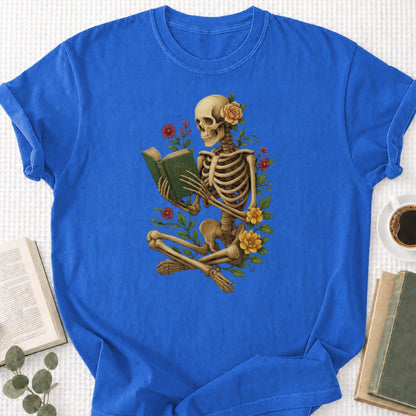Floral Reading Skeleton Unisex T-Shirt