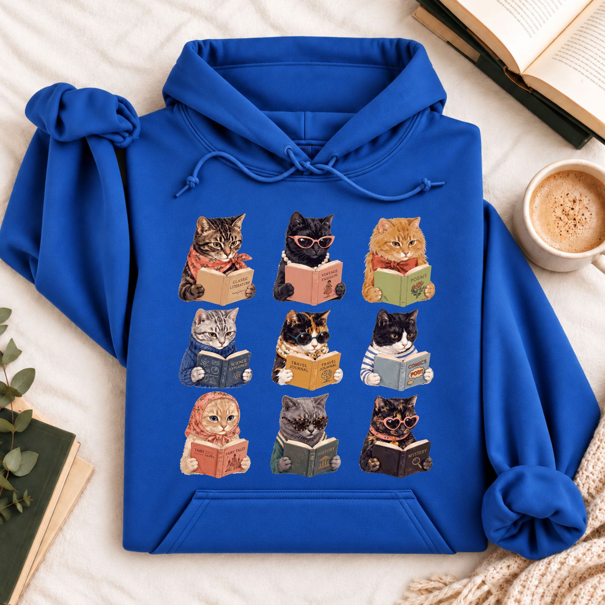 Cats Reading Hoodie
