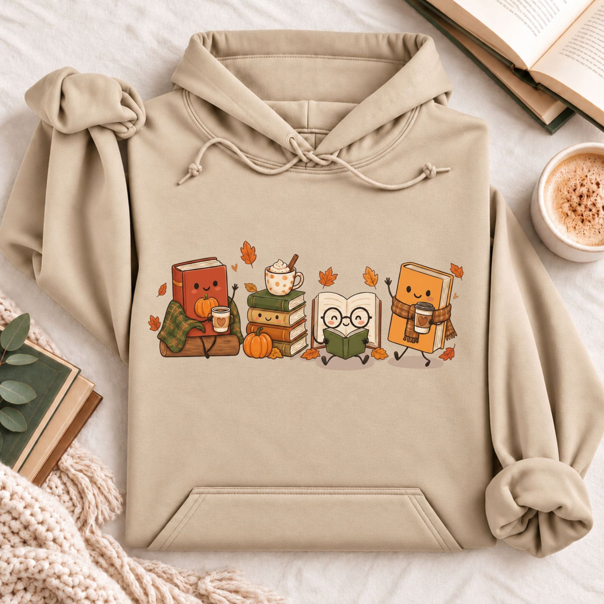 Cozy Book Lover Autumn Reading Hoodie