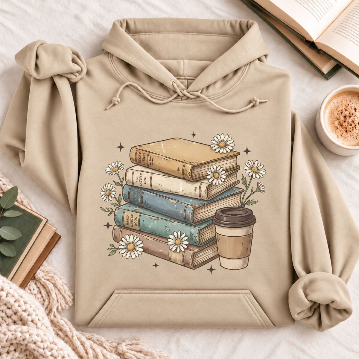 Books Coffee Daisy Hoodie