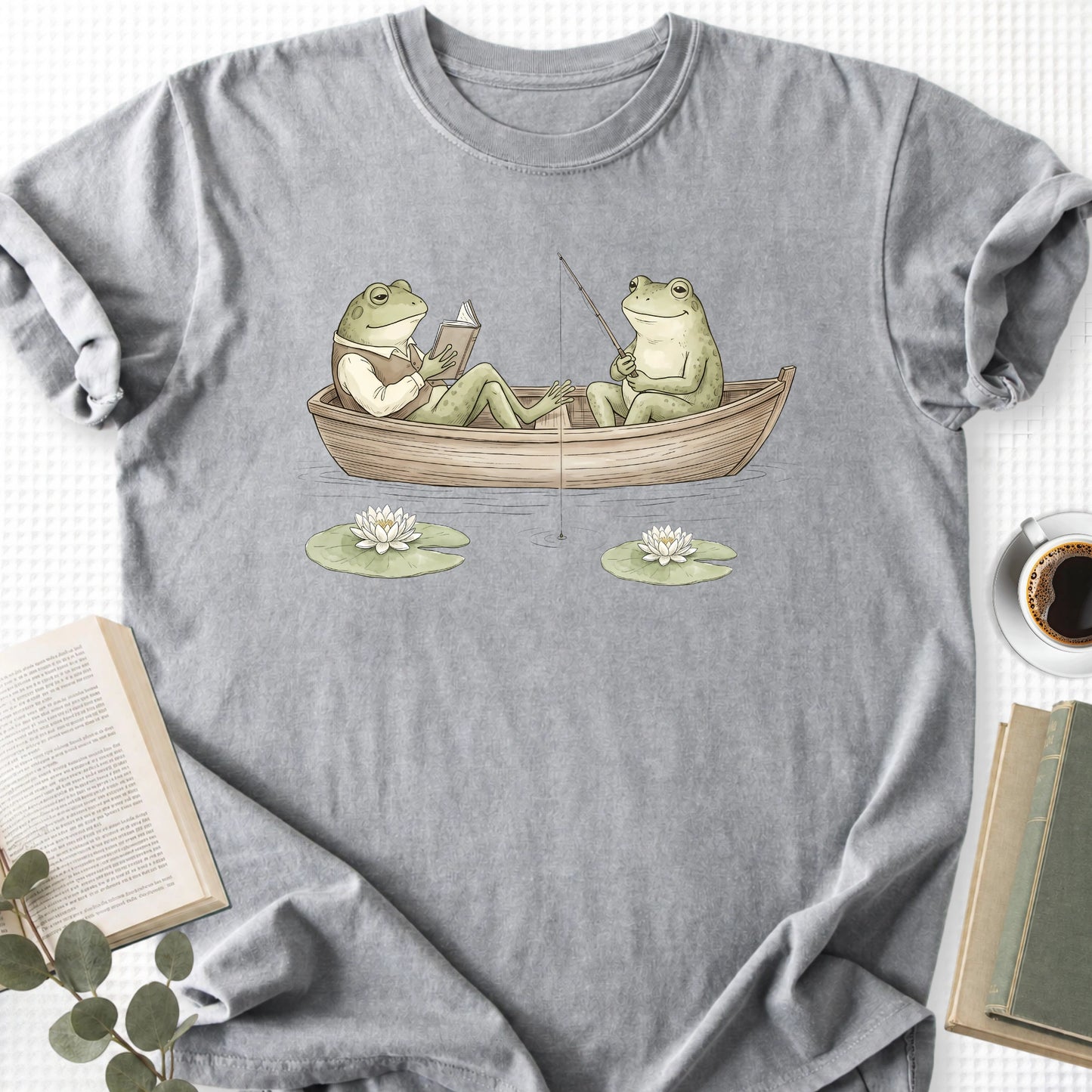 Frog Reading Cottagecore Unisex Shirt, Book Lover Gift