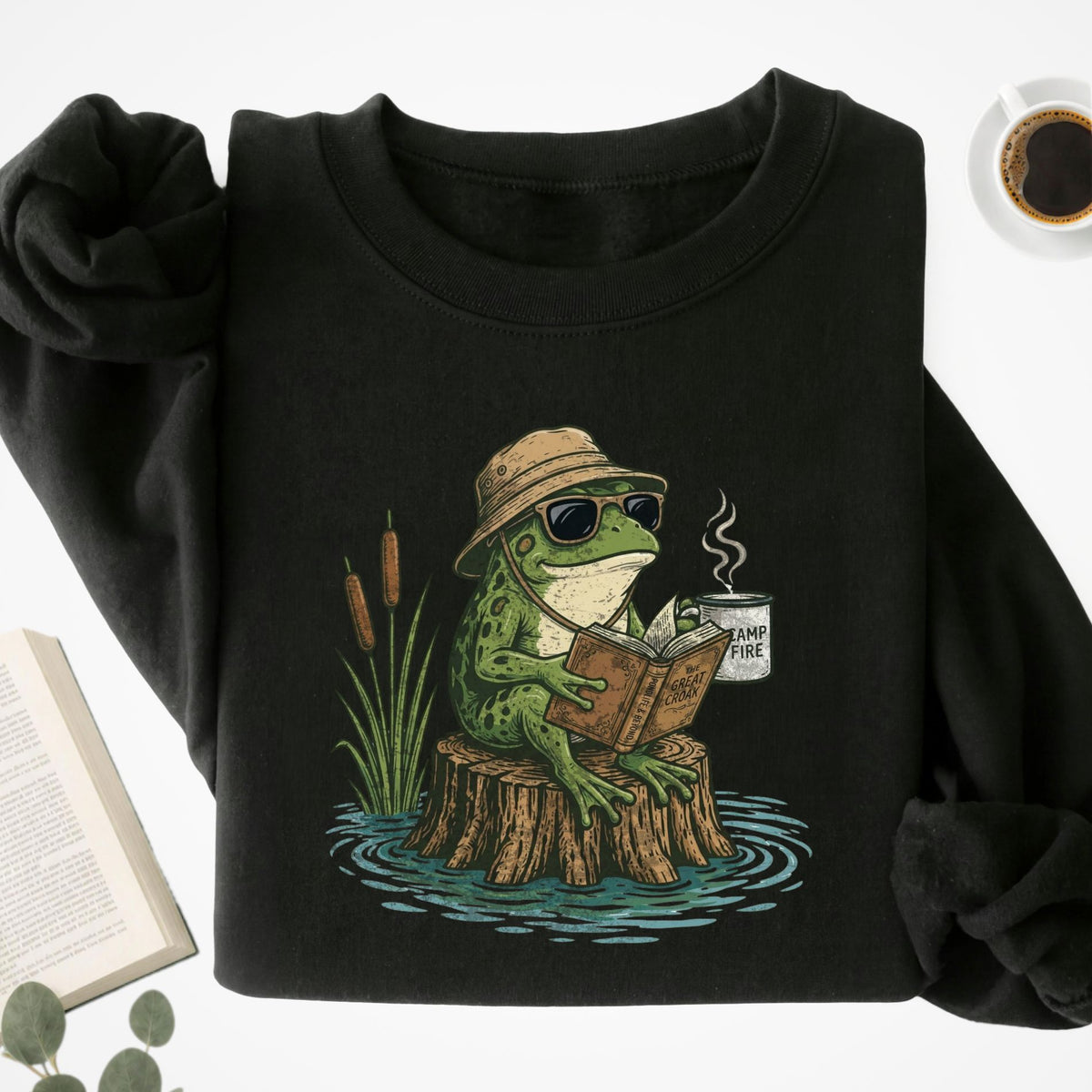 Frog Reading Book Unisex Sweatshirt
