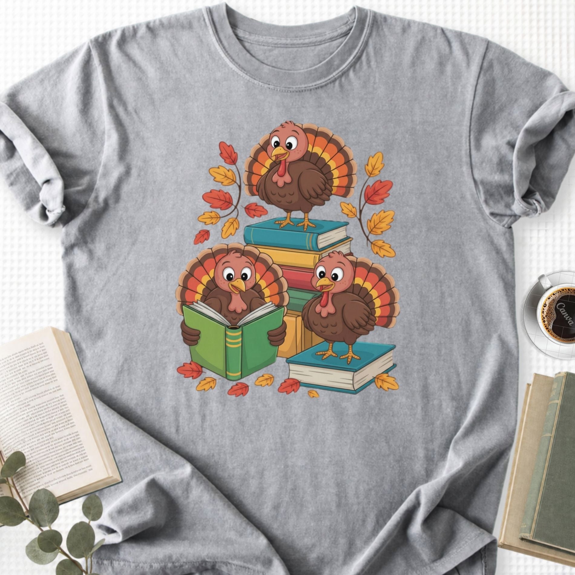 Turkey Reading Thanksgiving Unisex T-Shirt
