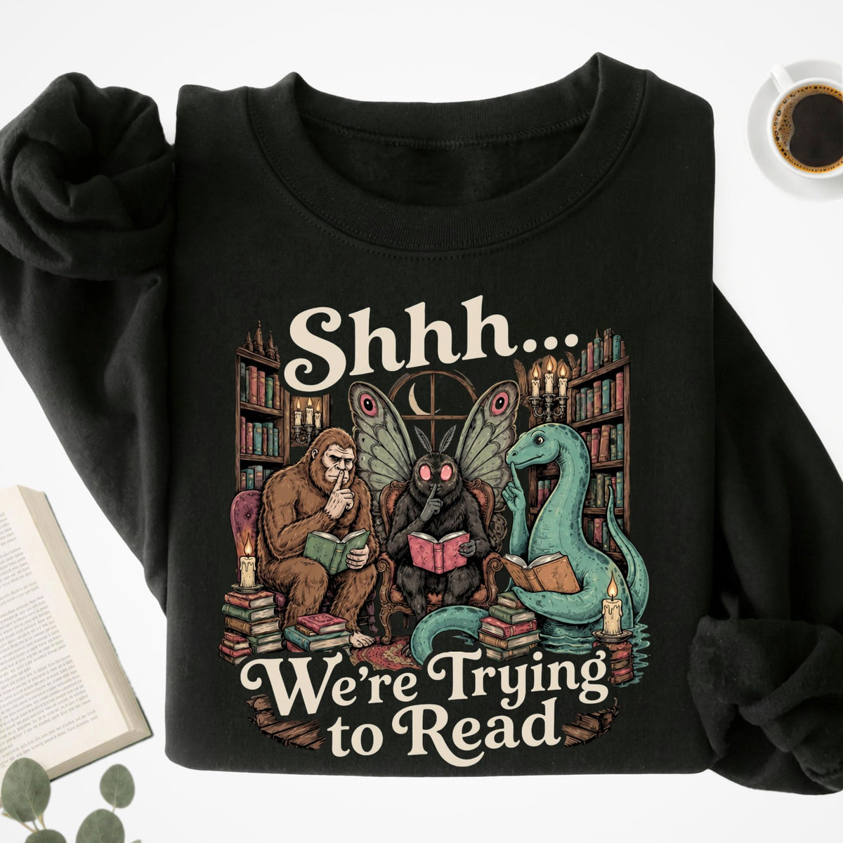 Shhh We're Trying To Read Cryptid Unisex Sweatshirt
