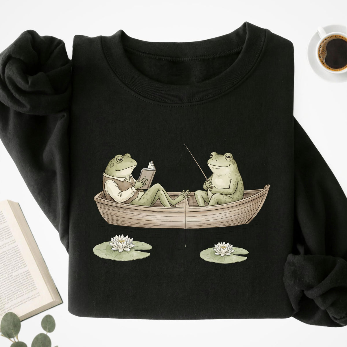 Frog Reading Cottagecore Unisex Sweatshirt