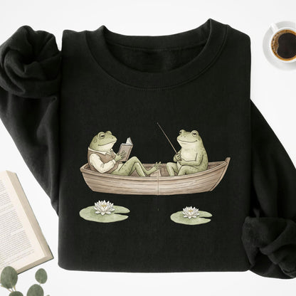 Frog Reading Cottagecore Unisex Sweatshirt