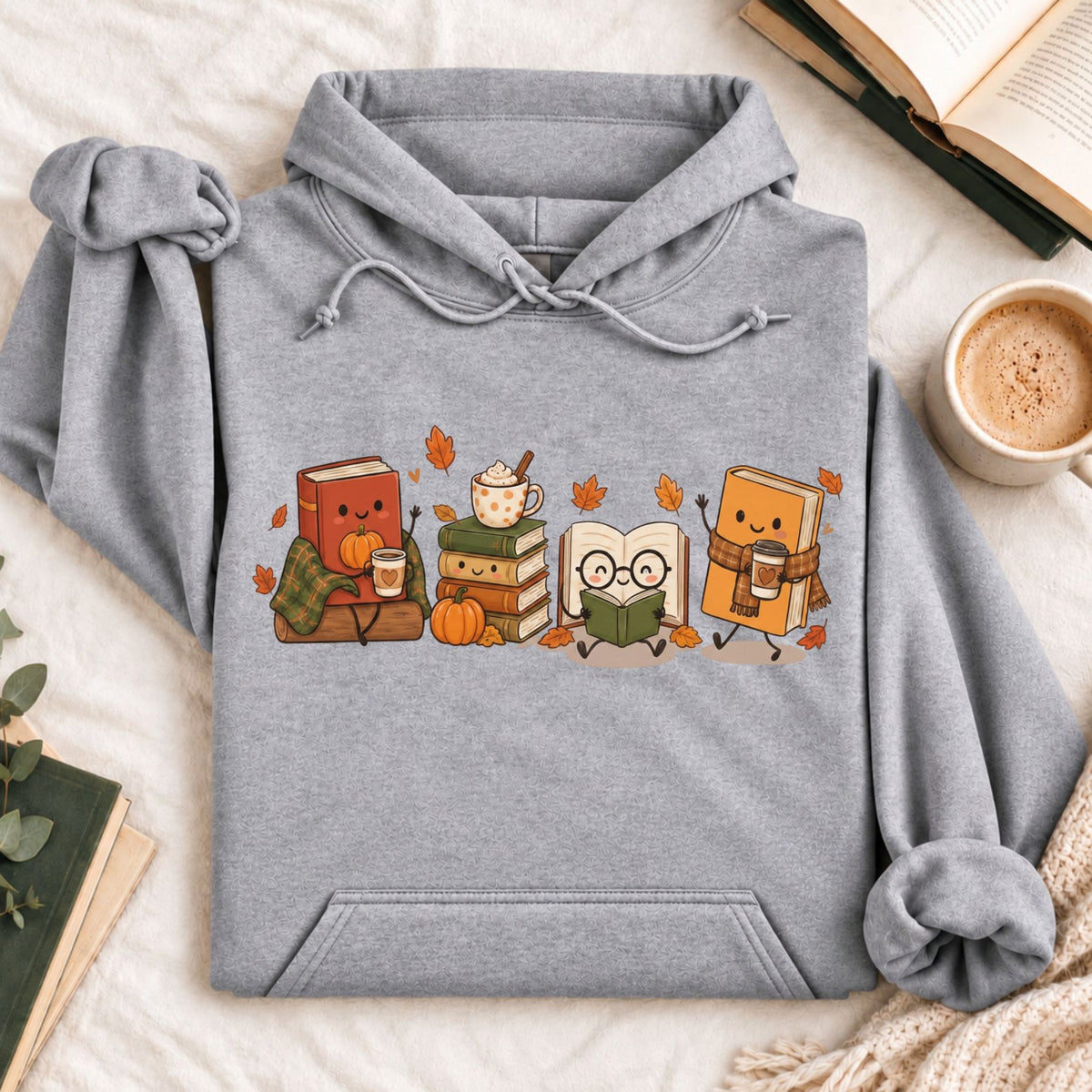 Cozy Book Lover Autumn Reading Hoodie