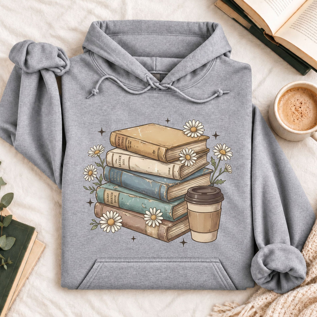 Books Coffee Daisy Hoodie